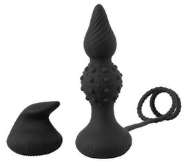 RC Butt Plug with Cock & Balls rings